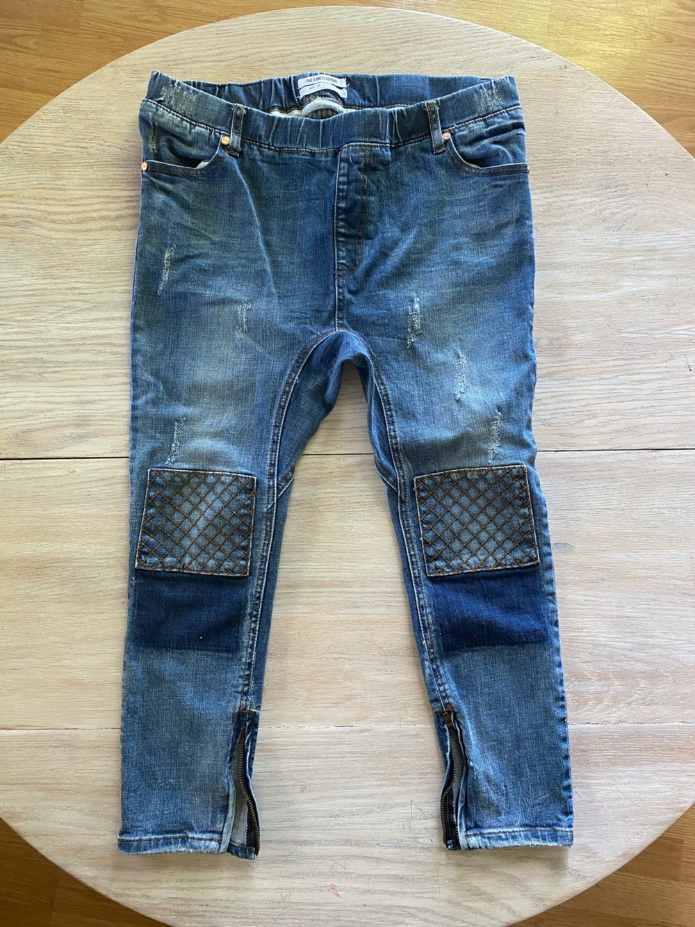 One Teaspoon Blue Skinny Jeans with Quilted Knee Patches